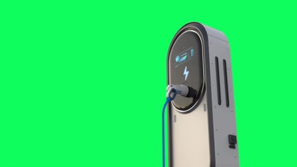 Station de recharge de véhicule électrique à rendu 3d avec buse sur écran vert Images 4k