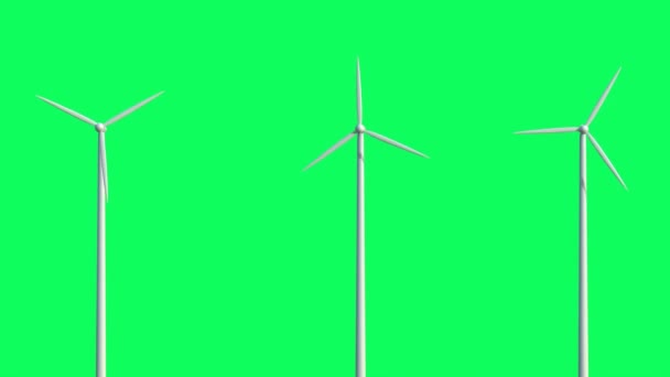 Concetto Energia Rinnovabile Con Rendering Mulino Eolico Isolato Schermo Verde — Video Stock