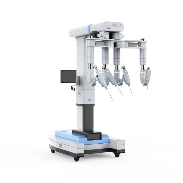 Renderowania Robota Wspomaganego Maszyny Chirurgicznej Izolowane Białym — Zdjęcie stockowe