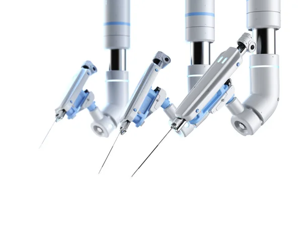 Καθιστώντας Ρομποτική Βοηθητική Χειρουργική Μηχανή Close Απομονώνονται Λευκό — Φωτογραφία Αρχείου