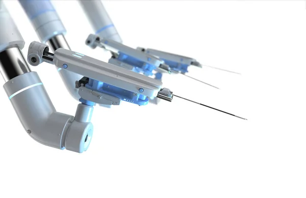 Renderizado Máquina Cirugía Asistida Robótica Primer Plano Aislado Blanco — Foto de Stock