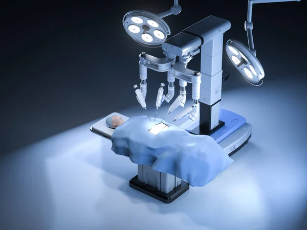 Renderelés Robot Asszisztált Műtét Dummy Beteg Műtőben — Stock Fotó