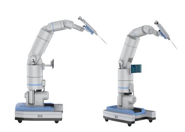 3D robot destekli ameliyat makinesi beyaza izole edildi