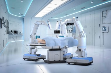 3D tıbbi teknolojiye sahip robot destekli ameliyat ameliyathanede model modellemesi
