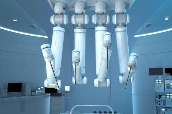 Rendant Près Chirurgie Assistée Robotique Dans Salle Opération — Photo