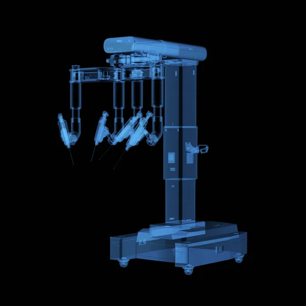 Renderelés Röntgen Robot Asszisztált Sebészeti Gép Izolált Fekete Alapon — Stock Fotó