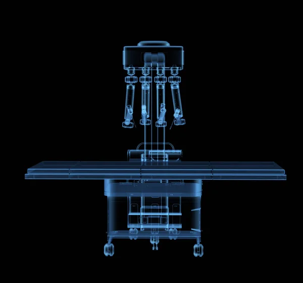 Рентгеновская Роботизированная Хирургия Пустой Кроватью Изолированной Черном — стоковое фото