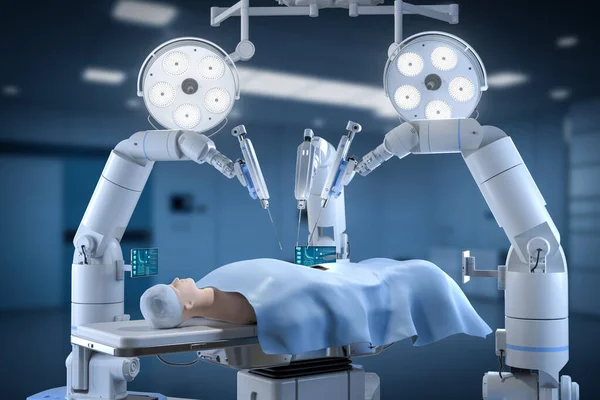 Technologia Medyczna Renderowania Robota Wspomaganego Chirurgii Makiety Modelu Sali Operacyjnej — Zdjęcie stockowe