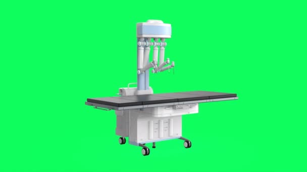Роботизированная Ассистированная Хирургия Пустой Кроватью Зеленом Экране — стоковое видео