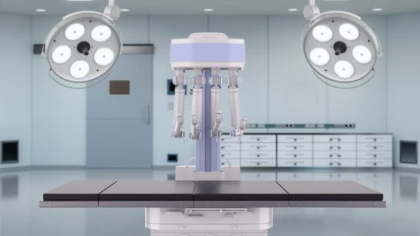 Robotic Assisted Surgery Empty Bed Laboratory Footage — Stock Video
