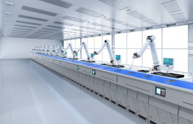 Fabrikada akıllı telefonlu 3D robot montaj hattı