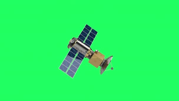 Parabola Satellitare Con Pannello Solare Schermo Verde Metraggio — Video Stock