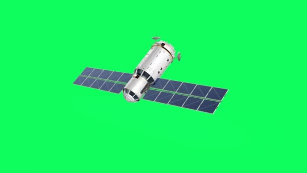 Δορυφορικό Πιάτο Ηλιακό Πάνελ Στην Πράσινη Οθόνη Πλάνα — Αρχείο Βίντεο
