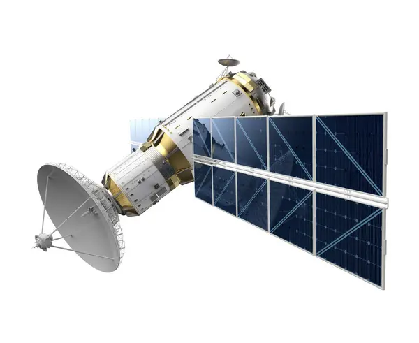 Rendering Satellite Dish Solar Panel Isolated White Background — Stock Photo, Image