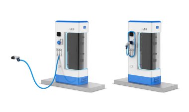 3d EV şarj istasyonları ya da elektrikli araç şarj istasyonları grubu izole edildi