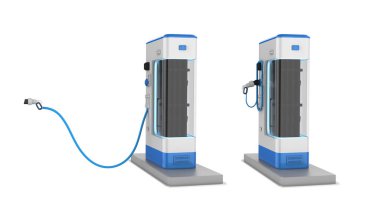 3d EV şarj istasyonları ya da elektrikli araç şarj istasyonları grubu izole edildi