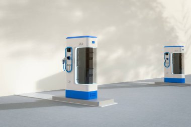 3d EV şarj istasyonları ya da elektrikli araç şarj istasyonları grubu