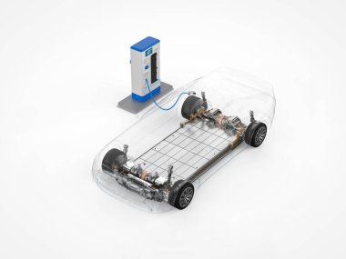3d şeffaf her araba ya da elektrikli araç şarj istasyonu ile görüntüleme
