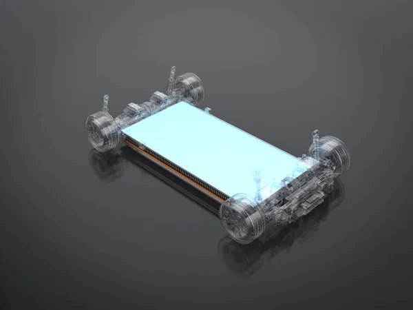 Rendering Elbil Batteri Med Paket Battericeller Modul Plattform — Stockfoto