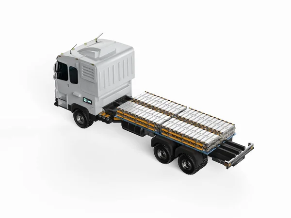 Camion Logistique Remorque Rendu Camion Véhicule Électrique Avec Paquet Module — Photo