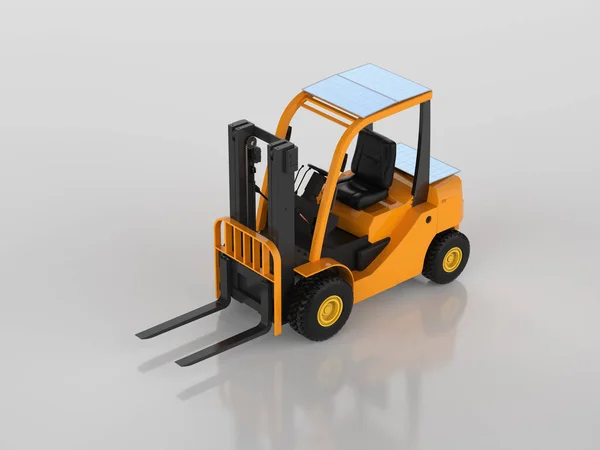 Rendering Forklift Truck Source Energy Solar Panel — Stock Photo, Image