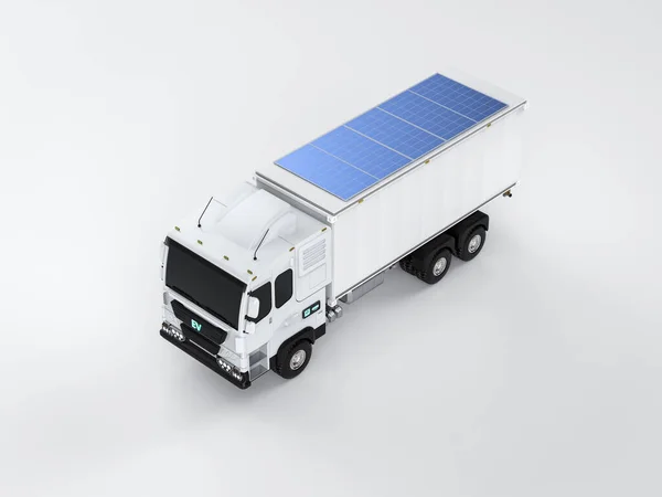 Renderowania Przyczepa Logistyczna Lub Samochód Elektryczny Źródłem Energii Panelu Słonecznego — Zdjęcie stockowe