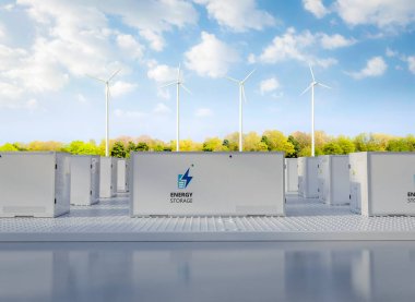 Türbin çiftliği olan 3d enerji depolama sistemi veya pil kabı birimleri