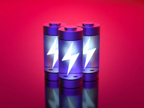 Rendering Gruppe Von Ionen Oder Wiederaufladbaren Batterien — Stockfoto