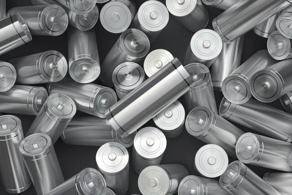 3d rendering group of alkaline or rechargeable batteries