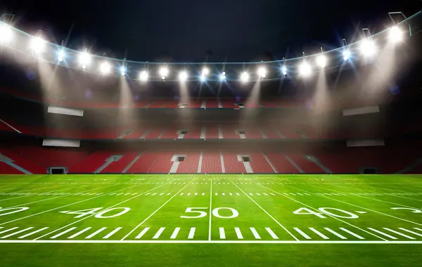 Rendering American Football Field Yards Line Stadium — Stock Photo, Image