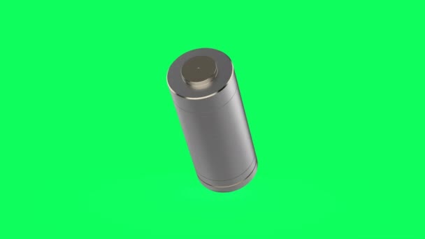 3D渲染碱性电池旋转隔离在绿色屏幕4K视频 — 图库视频影像