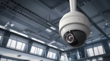 Fabrika 4K görüntülerinde 3D güvenlik kamerası ya da CCTV kamerası görüntüleme