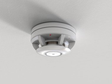 Tavanda 3D render duman dedektörü 