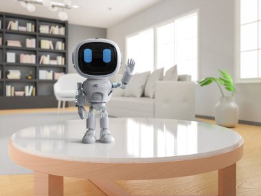 3D sevimli ve küçük yapay zeka asistanı robot ev kullanımı için