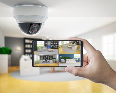 3D görüntüleme mobil bağlantısı ev güvenlik kamerası ile 