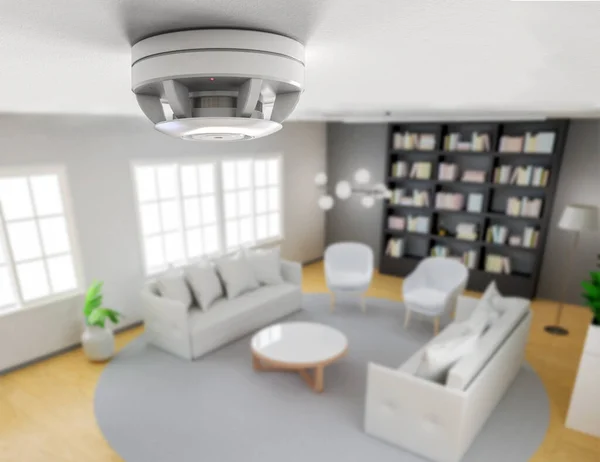 Rendering Smoke Detector Ceiling House — Stock Photo, Image