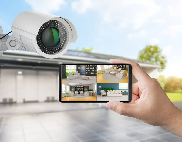 3d rendering mobile connect with home security camera