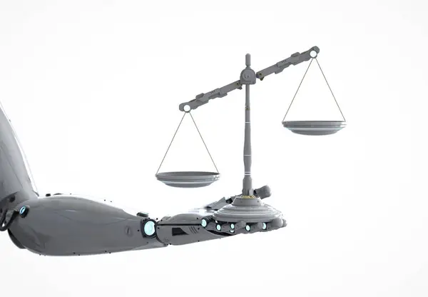 Cyber Law Concept Rendering Robotic Hand Holding Law Scale — Stock Photo, Image