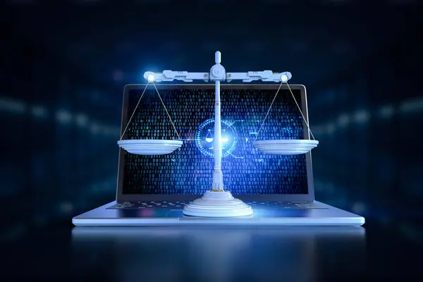 Rendering Blue Law Scale Graphic Interface Display — Stock Photo, Image