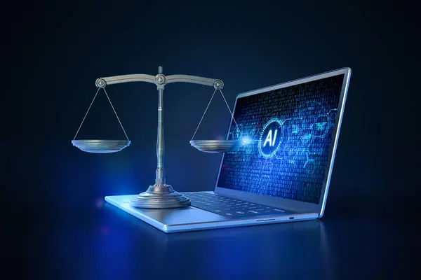 Cyber Recht Oder Internet Rechtskonzept Mit Rendering Gesetzesskala Und Künstlicher — Stockfoto