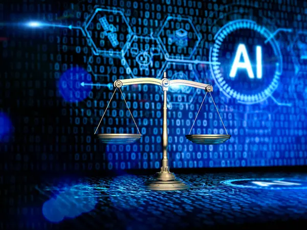 Cyber Law Internet Law Concept Rendering Law Scale Artificial Intelligence — Stock Photo, Image