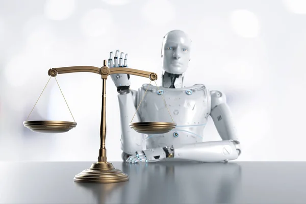 Cyber Law Concept Rendering Robot Law Scale — Stock Photo, Image