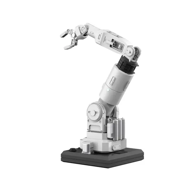 Rendering White Robotic Arm Isolated White Background — Stock Photo, Image