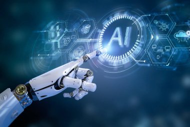 3D robot ve ai teknolojisiyle makine öğrenme kavramı
