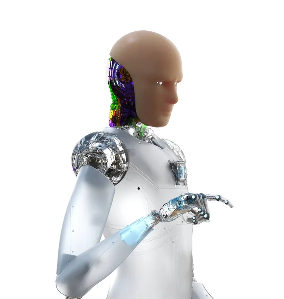 Rendering Konstgjord Hud Eller Människoliknande Hud Robot Finger Punkt Isolerad — Stockfoto
