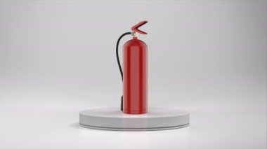 3D yangın söndürücü sahne dönüşünde 4K video.