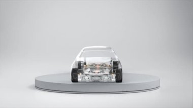 Platform 4k üzerinde batarya hücre modülü yüklü her arabayı ya da elektrikli aracı 3d görüntüleme