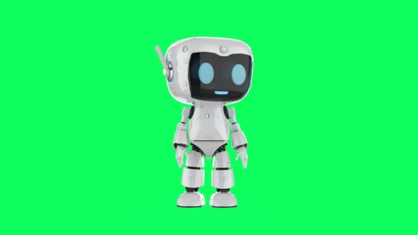 Rendering Cute Small Artificial Intelligence Assistant Robot Cartoon Character Look — Stock Video