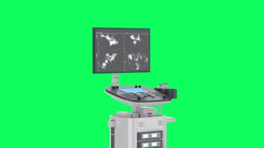 3d görüntüleme ultrason makinesi yeşil ekran 4k üzerinde izole edildi
