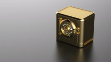 3D altın bankayı güvenli ya da altın kapılı 4K video açmak